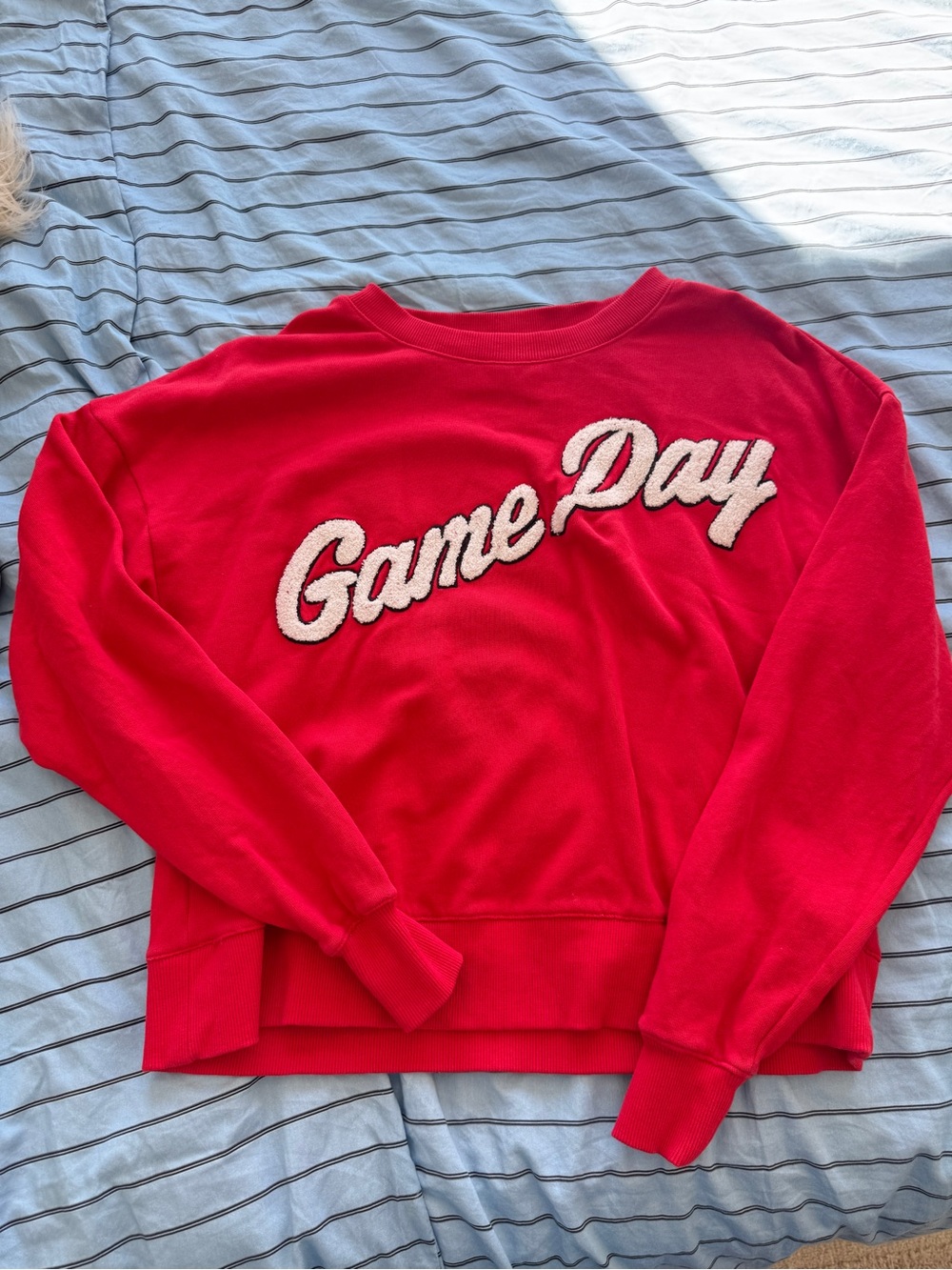 Anthropologie Red Game Day Crewneck